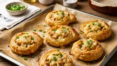 Chrumkavé lístkové rolky s kuracím mäsom a syrom – rýchle pohostenie z rúry