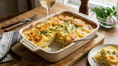 Pečený zemiak v smotanovej omáčke so zlatistou kôrkou: postupný recept